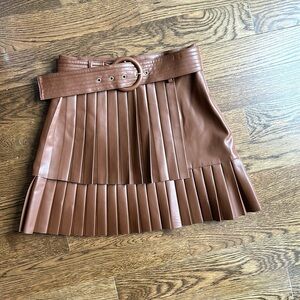 Faux pleated leather skirt